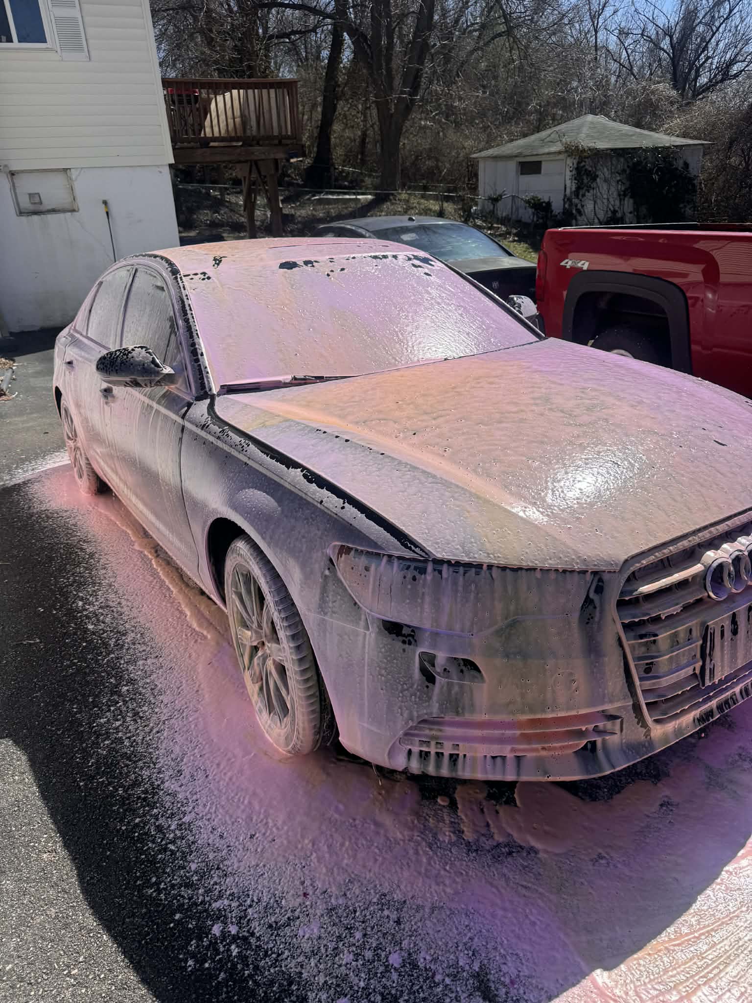 Foam wash on Dodge Charger